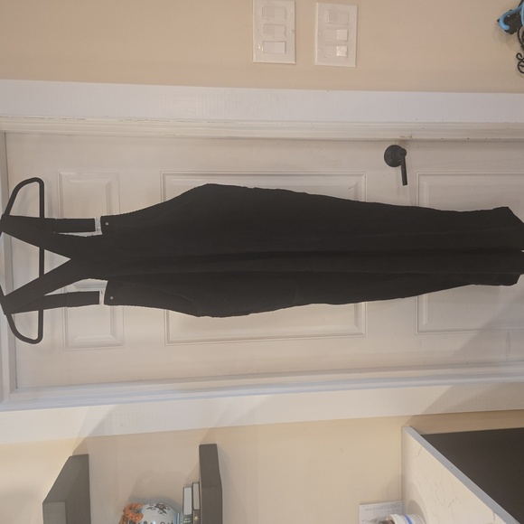 NWT Womens Lightweight Wide Leg Corduroy Overalls Black Size XL - Picture 2 of 6